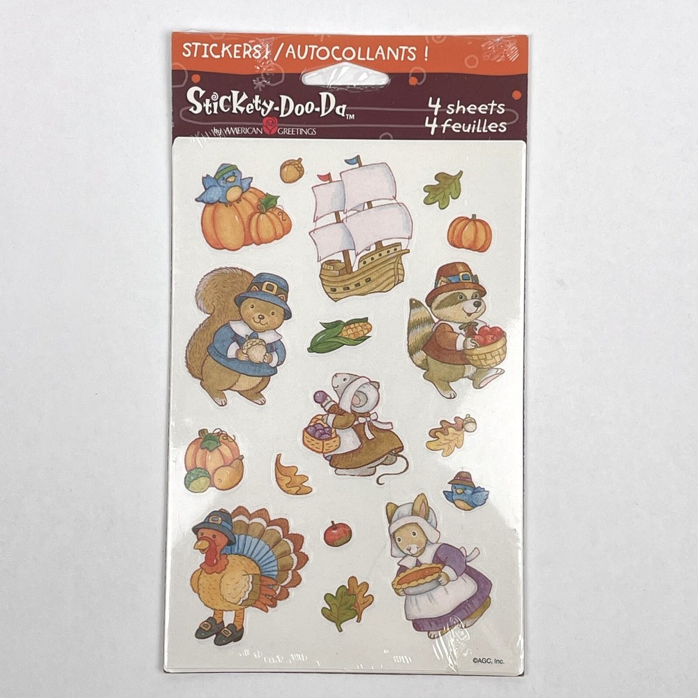 NEW Stickety-Doo-Da THANKSGIVING ANIMAL MAYFLOWER American Greetings Stickers