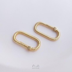 1PC 18K Gold Plated Carabiner Round Rectangle Push Clasp Closure Finding GBF212