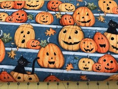 Pumpkin Stares Halloween 100% cotton fabric sold by the yard #2227