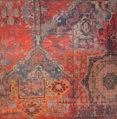 Ethnic Rug Cotton Fabric Sold By Yards Kilim Print Sewing Material Red Textile