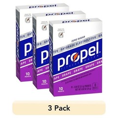 (3 pack) Propel Powder Packets Drink Mixes,Vitamins and No Sugar, 0.08 oz, 10 Ct