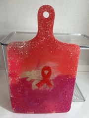 HANDCRAFTED PINK GLITTER BREAST CANCER AWARENESS HEAVY RESIN PADDLE (MANY USES)