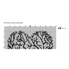 Silhouette Tree of Life in a Heart Black Work Counted Cross Stitch Pattern Chart