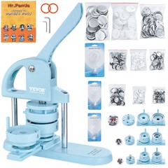VEVOR Button Maker Machine Pin Badge Maker 1/1.25/2.28 inch 3-in-1 Blue for DIY