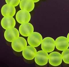50 Czech Frosted Sea Glass Round / Rocaille Beads Matte – Yellow Green 6mm