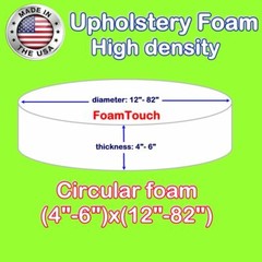 High Density FoamTouch CIRCULAR SHAPED Foams (4-6)” X (12-82)”- CUSTOM CUT