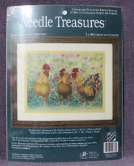 THE COMMITTEE MEETING cross stitch kit NEEDLE TREASURES chickens in a field
