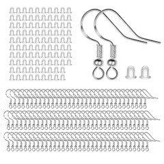None Brand 100 Pcs / 50 Pairs 925 Sterling Silver Earring Hooks Hook Ear Wires