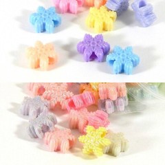 50 Plastic Acrylic 13mm Assorted Color Star Shaped Snow Flake Pony Craft Beads
