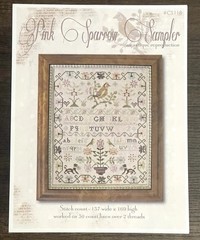 With Thy Needle & Thread ~ Pink Sparrow Reproduction Sampler Pattern CS118