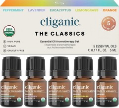 Cliganic Organic Essential Oils Set (Top 5 – The 0.17 Fl Oz (Pack of 5)