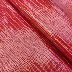 Red patent gold embossed crocodile sheep skins pieces for purses and crafts