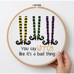Simple Wave Studio Witch Feet Halloween Funny Cross Stitch Pattern