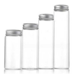 Luxurious 5ml-200ml Empty Transparent Glass Storage Bottle Aluminum Silver Cap