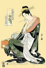 Geisha Girl Beauty Cotton Quilt Block Multi Sizes (10C