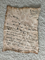 Piece Of Vintage Joking “Antique” Paper Note To Mother Virgina On April 48, 1608