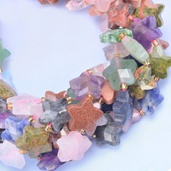 Colorful Assorted Gemstone Faceted Star Beads 14mm 15.5 Inch Strand