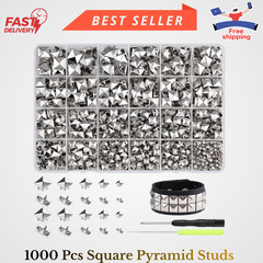 1000 Pcs Square Pyramid Studs for Clothes, Leather Rivets Metal Studs and Spikes