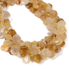 Golden Healer Quartz Faceted Trapezoid Shape Beads 10x12mm-12x15mm 15.5” Strand
