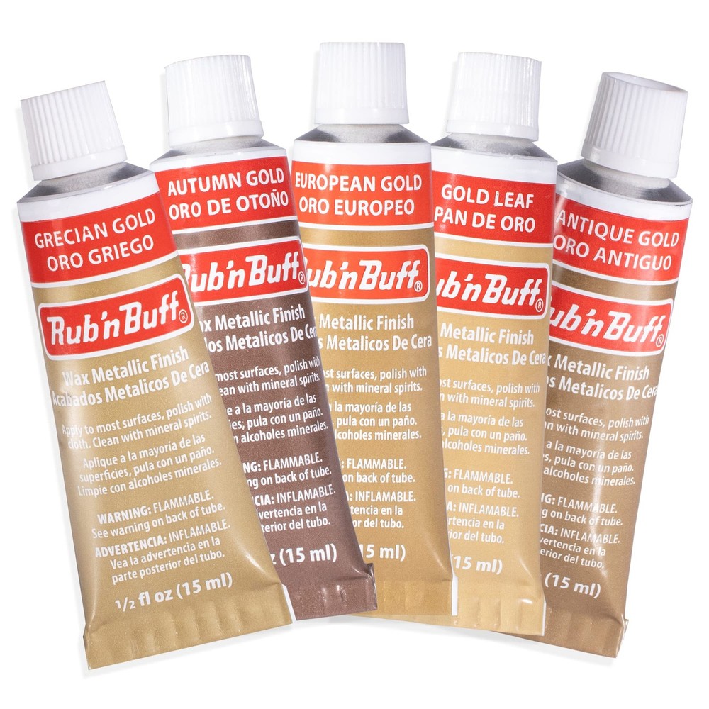 Rub N Buff Wax Metallic Finish Gold Kit – Antique Gold Autumn Gold European G…