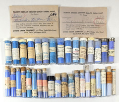 Porcelain China Powder Paint Lot of 37 Blue Various Vintage Makers