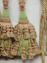1 Pair Drapery TIE-BACKS w/8″ Tassel – Light Green / Pink – Decorative Curtain