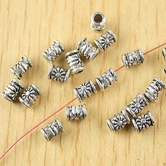 75pcs 6.6×4.7mm Hole:2.6mm Tibetan Silver Tube Spacer Beads H2599