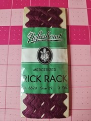 Nufashond Vintage Cotton Rick Rack Burgundy Red Size 29 3 Yards NIP 3629 EACH
