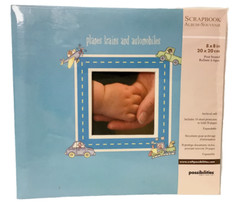 Scrapbook Album Planes Trains Automobiles Baby Boy 8″x8″ New Flaw