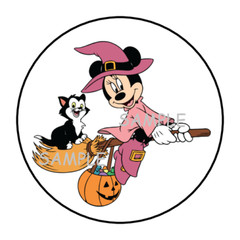 MINNIE MOUSE HALLOWEEN WITCH ENVELOPE SEALS STICKERS LABELS TAGS 1.5″ ROUND (30)