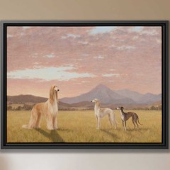 Oil Painting Landscape Dog Artwork Afghan Hound Saluki Canvas Print Wall Decor