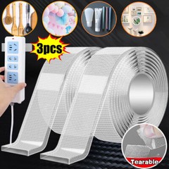 3PCS Strong Adhesive Double Sided Tape Heavy Duty,Super Clear Thin Two Sided US