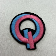 Q Capital Letter Initial “Q” Small Patch Lt Blue Pink Colorful Multi-Color T086