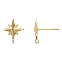 14K 18K Solid Gold, Platinum and .925 Sterling Silver Star Earring Top