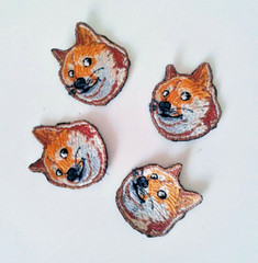 Dogecoin Doge 4 pieces Handmade Sew-On Embroidered Patch
