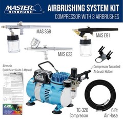 Master Airbrush Airbrushing System Kit – TC-320 Compressor + 3 – S68 G22 E91