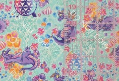 Custom 100% Cotton Woven Fabric Disney Figment Aqua By The 1/4 Yard 9×56