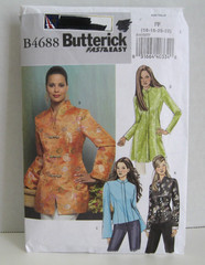 Butterick 4688 Very Easy Oriental-Styled Jacket Pattern Misses’ 16-22 Cut