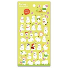 CUTE COZY POLAR BEAR STICKERS Fun Paper Sticker Sheet Kawaii Kid Craft Scrapbook