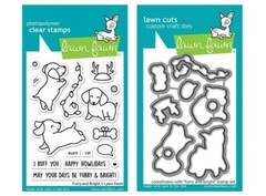 Lawn Fawn Furry & Bright Clear Stamps & Lawn Cuts Die Set Christmas Dog