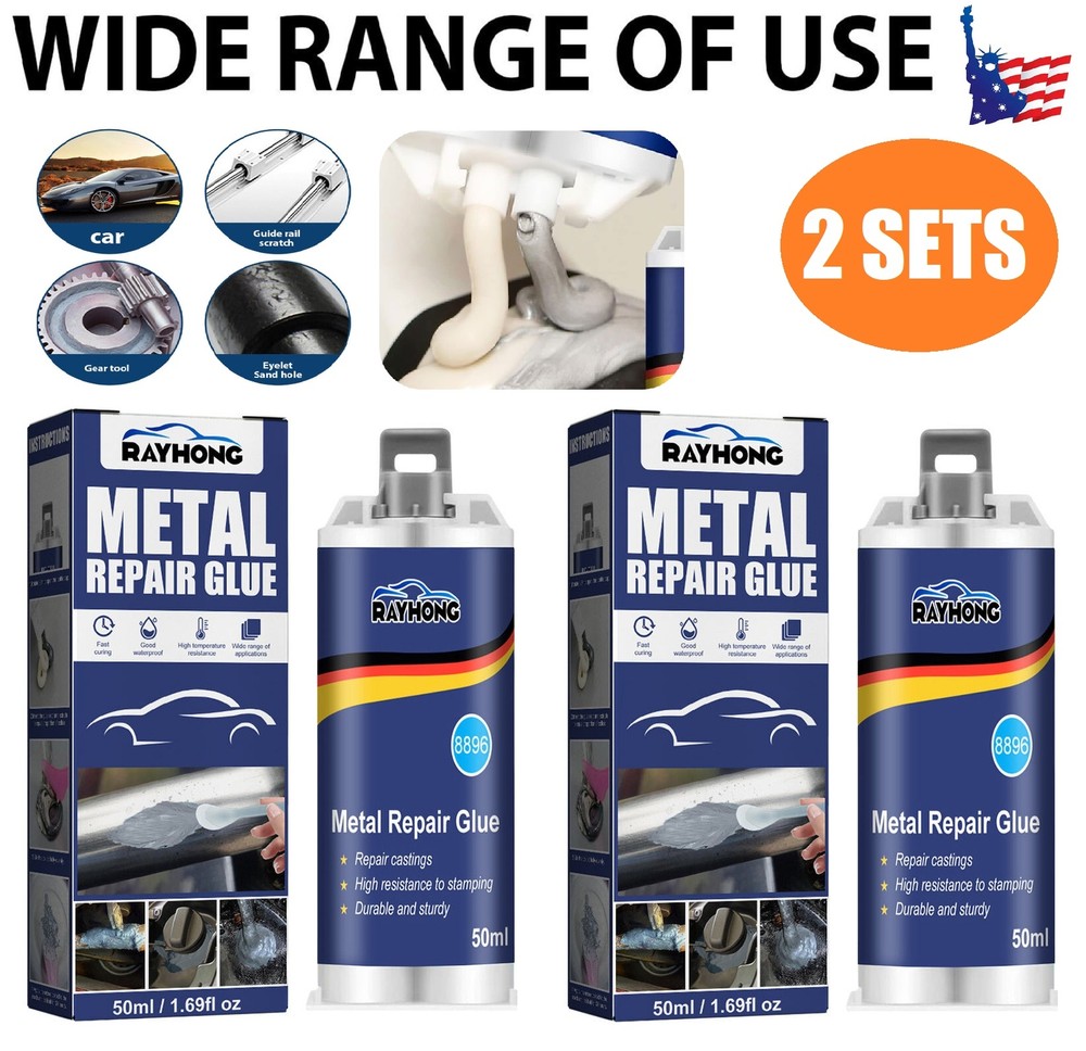 2 Sets Metal Repair Paste AB Casting Repair Glue Industrial Heat Cold Weld 50ml