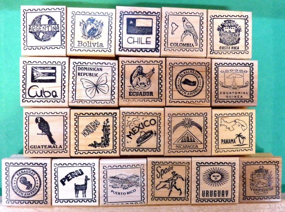 Country/Passport 21-Pc Assortment, Spanish-Speaking Countries – Wood Mounted