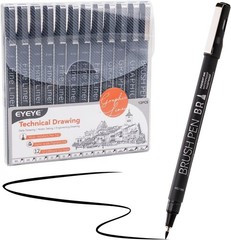 12-PACK EYEYE Micro Fineliner Pens, Black Drawing Art Pens, Waterproof Ink Set