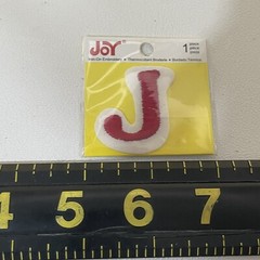 Small 1.5” Letter Initial J Patch (Red On White “J”) M010