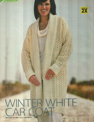 WINTER WHITE CAR COAT SWEATER 5 SIZES WOMEN’S CROCHET PATTERN INSTRUCTIONS