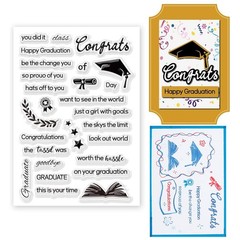 INFUNLY Happy Graduation Clear Stamps – Congrats Words, Goodbye, Transparent Sta