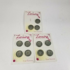 Vintage Lansing Buttons Four Hole Flat New Old Stock Small Gray Gradiant