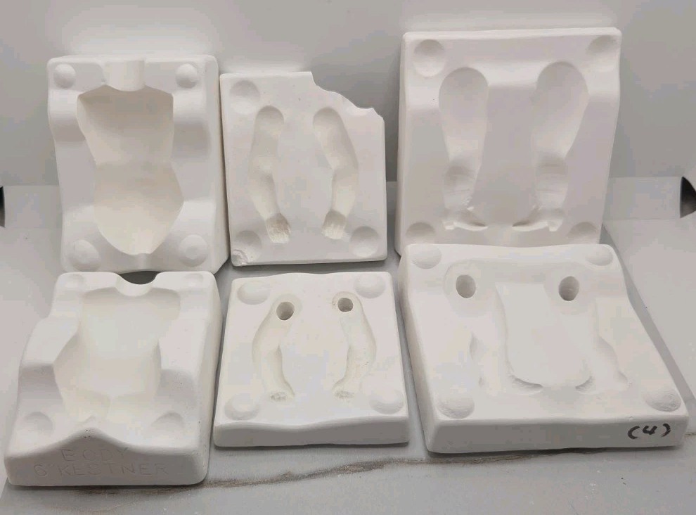 Vtg Mystic Ceramic Slip Mold Set M-310 6″ Kestner Body Legs Boots Arms Damaged