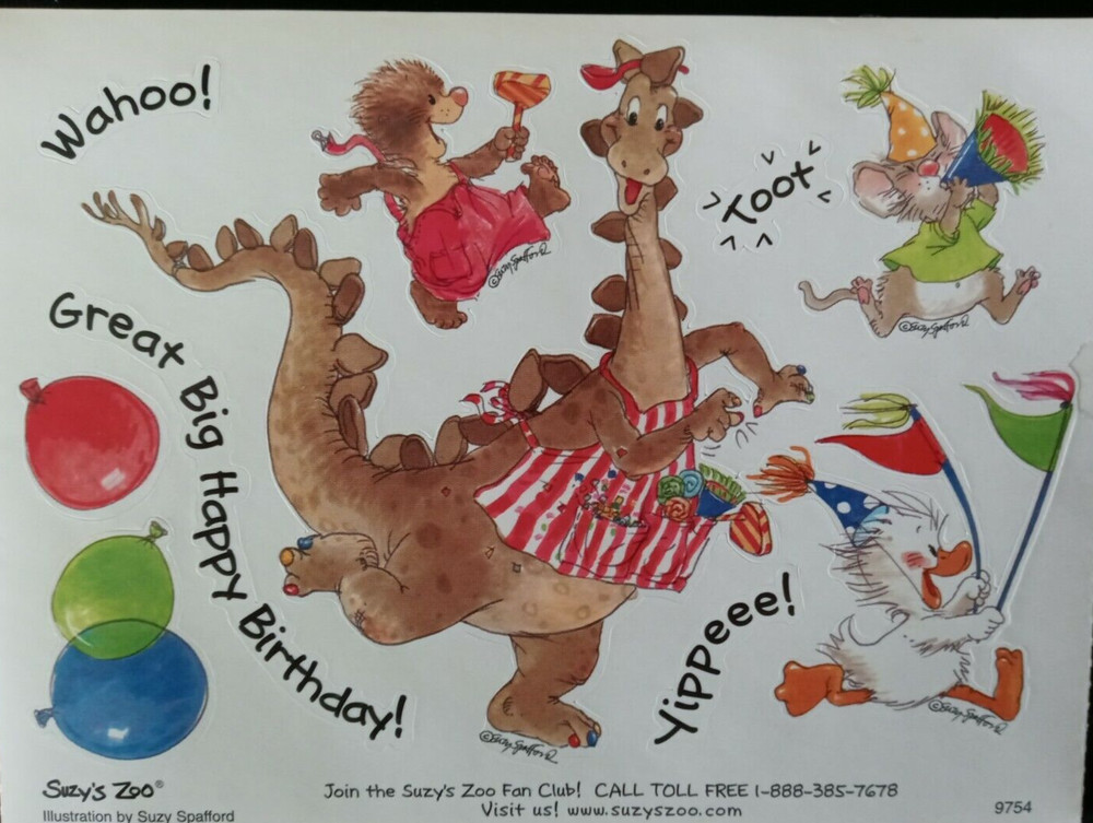SUZY’S ZOO #9754 “GREAT BIG HAPPY BIRTHDAY!” STICKER SHEET