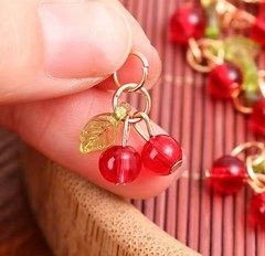 50x Cherry Charms Pendant Glass DIY Jewelry Red Kawaii Keychain